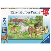 Ravensburger Kinderpuzzle - 07833 Auf dem Pferdehof - Puzzle für Kinder ab 4 Jahren, mit 2x24 Teilen