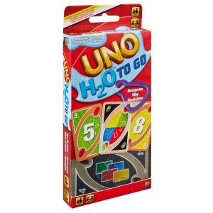 Mattel Games UNO H2O To Go, wasserfestes Kartenspiel, Reisespiel, Familienspiel