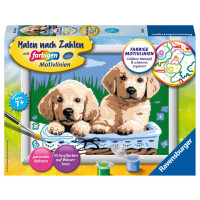 Ravensburger Malen nach Zahlen 27839 - Süße Hundewelpen – Kinder ab 7 Jahren