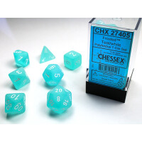 Frosted Teal w/white Signature Polyhedral 7-Die Sets (Auslauf)