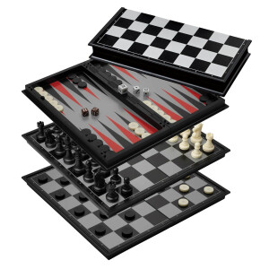 Schach Backgammon Dame Set, Kunststoff, Feld 37 mm,...