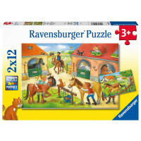 Ravensburger Kinderpuzzle - 05178 Ferien auf dem Pferdehof - Puzzle für Kinder ab 3 Jahren, mit 2x12 Teilen