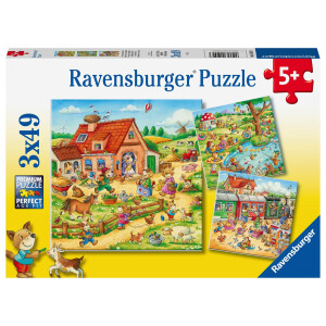 Ravensburger Kinderpuzzle - Ferien auf dem Land - 3x49...