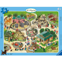 Ravensburger Kinderpuzzle - Ali Mitgutsch: Im Zoo - 30-48 Teile Rahmenpuzzle für Kinder ab 4 Jahren