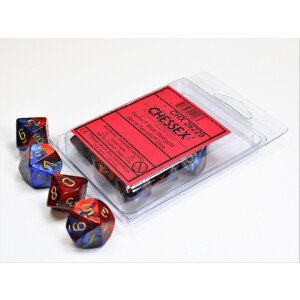 Blue-Red w/gold Gemini&trade; Polyhedral Ten d10 Sets