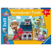 Ravensburger Kinderpuzzle 05589 -  Jon, Min und Miguel - 3x49 Teile Dino Ranch Puzzle für Kinder ab 5 Jahren