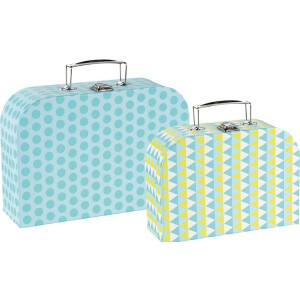 Koffer mit blauen Mustern