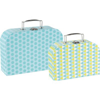 Koffer mit blauen Mustern
