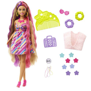 Barbie Totally Hair Puppe (blond/pinke Haare) inkl. Styling-Zubehör