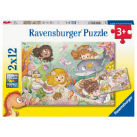 Ravensburger Kinderpuzzle - 05663 Kleine Feen und Meerjungfrauen - 2x12 Teile Puzzle für Kinder ab 3 Jahren