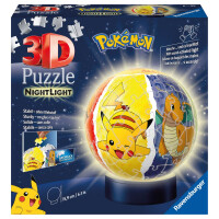 Ravensburger 3D Puzzle 11547 - Nachtlicht Puzzle-Ball Pokémon - für Pokémon Fans ab 6 Jahren, LED Nachttischlampe mit Klatsch-Schalter