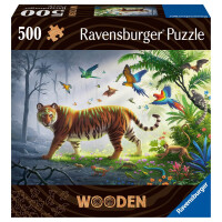 Ravensburger WOODEN Puzzle 17514 - Tiger im Dschungel - 500 Teile Holzpuzzle mit stabilen, individuellen Puzzleteilen und kleinen Holzfiguren (Whimsies), für Erwachsene und Kinder ab 14 Jahren