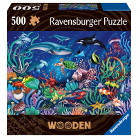 Ravensburger WOODEN Puzzle 17515 - Unten im Meer - 500 Teile Holzpuzzle für Erwachsene und Kinder ab 14 Jahren, mit stabilen, individuellen Puzzleteilen und 40 kleinen Holzfiguren (Whimsies)