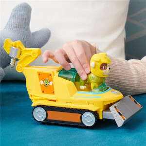 PAW Patrol, Aqua Pups - Basis Fahrzeug Spielzeugauto im Hammerhai-Design mit Rubble Welpenfigur