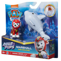 Paw Patrol, Aqua Pups - Hero Pups Actionfiguren-Set mit 1 Marshall Welpenfigur und 1 Delfin Figur