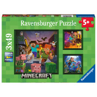 Ravensburger Kinderpuzzle 05621 - Minecraft Biomes -  3x49 Teile Minecraft Puzzle für Kinder ab 5 Jahren