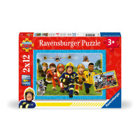 Ravensburger Kinderpuzzle 12001031 - Die Rettung naht -  2x12 Teile Fireman Sam Puzzle für Kinder ab 3 Jahren