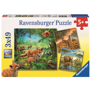 Ravensburger - Tiere der Erde, 3 x 49 Teile
